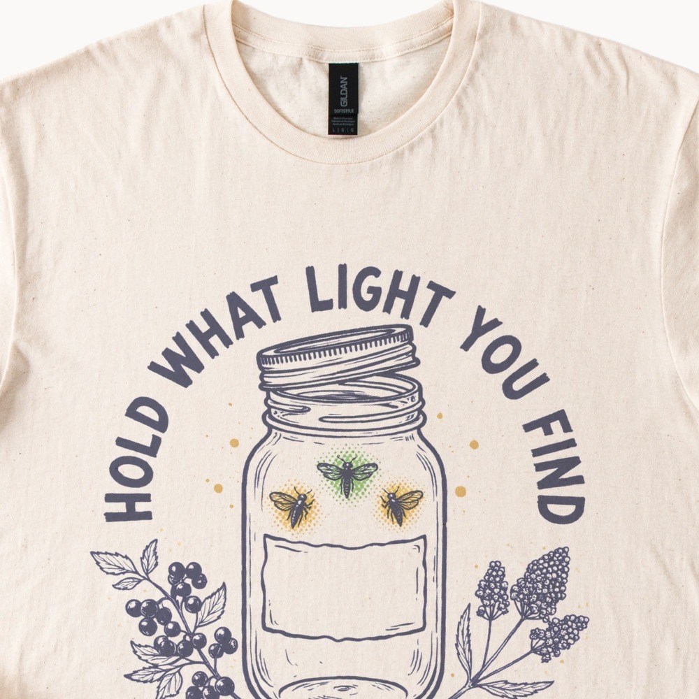 Botanical Line Art Boho Tee with Wildflower Jar
